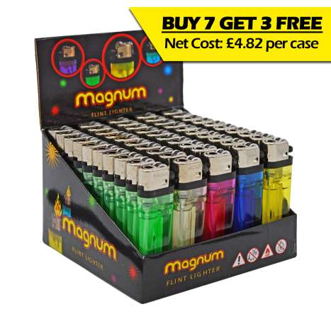 Magnum Disposable Flint Lighters - Assorted Colours