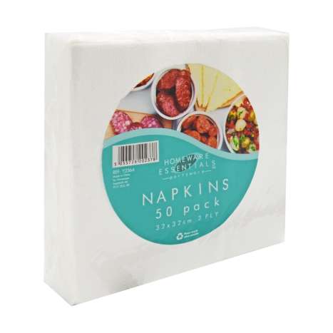 Homeware Essentials White Napkins 50 Pack