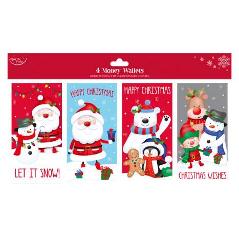 Christmas Money Wallets 4 Pack (Assorted) - Cute