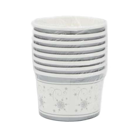 Paper Treat Cups (8oz) 8 Pack - Shimmering Snowflake
