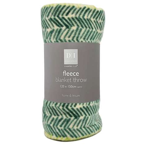 Country Club Fleece Throw (120cm x 150cm) - Green Herringbone