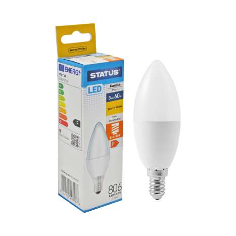 Status LED 8w=60w Candle Small Screw Cap Light Bulb