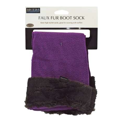 Briers Faux Fur Boot Sock - Purple (Size: 4-8)