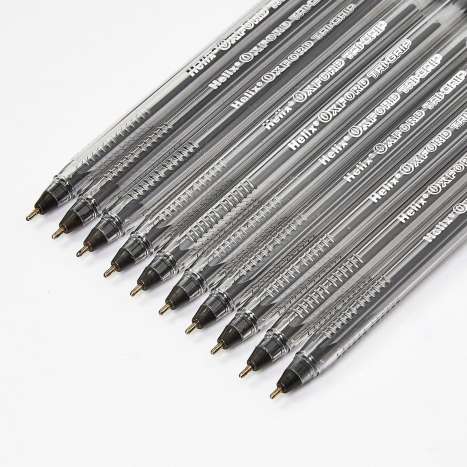 Helix Oxford Tri-Grip Ballpoint Pens 10 Pack - Black