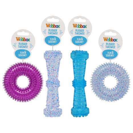 Webbox Squeaky Dog Toys (Assorted) - Rubber Throwers