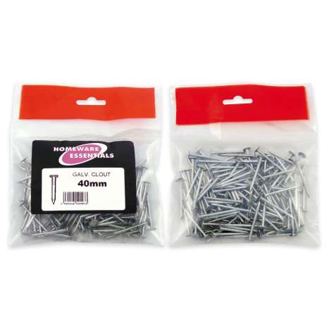 Homeware Essentials Galvanised Clout Nails 40mm