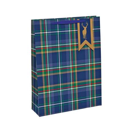 Medium Gift Bags (21.5cm x 25.5cm) - Navy Tartan