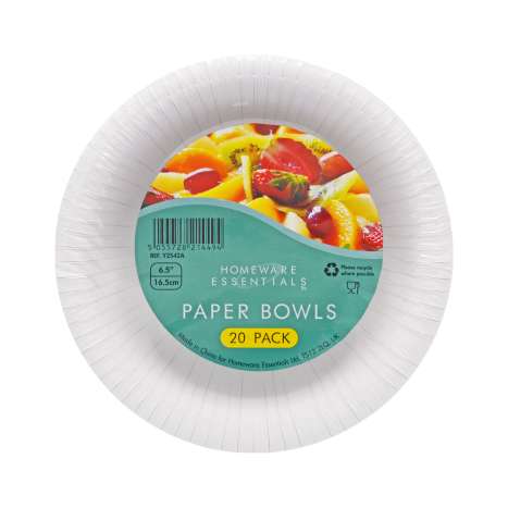 Homeware Essentials (6.5") Paper Bowls - 20 Pack