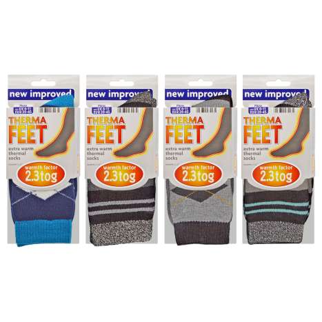 Country Club Men's Therma Feet Extra Warm Thermal Socks (Size: 6-11) - Assorted Colours