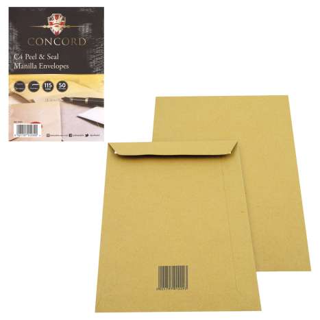 Concord C4 Peel & Seal Single Envelopes (324mm x 229mm) - Manilla