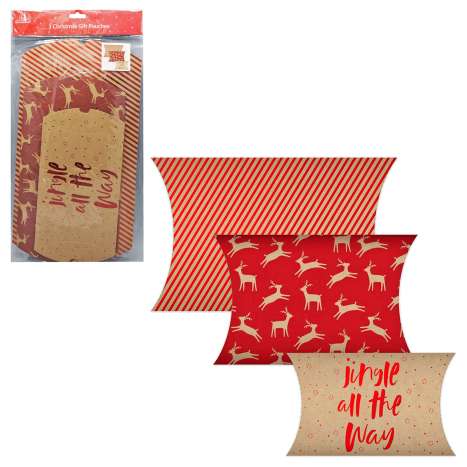 Red Kraft Gift Pouches - 3 Pack