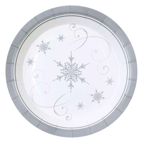 Paper Plates (9”) 8 Pack - Shimmering Snowflake