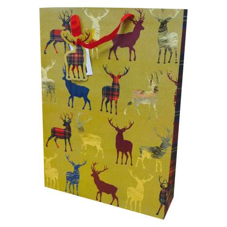 Extra Large Gift Bag - Tartan Stag (32cm x 43cm)