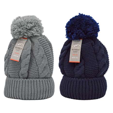 Country Club Thermal Lined Knitted Bobble Hats (One Size) - Assorted Colours