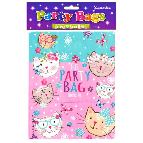 Party Loot Bags 10 Pack - Pink Kittens
