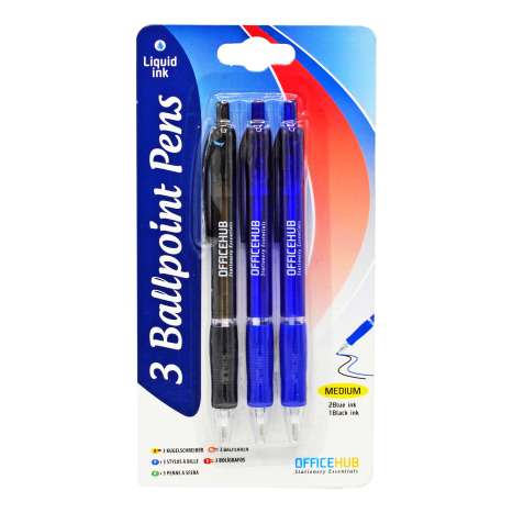 Officehub Ballpoint Pens 3 Pack - Assorted