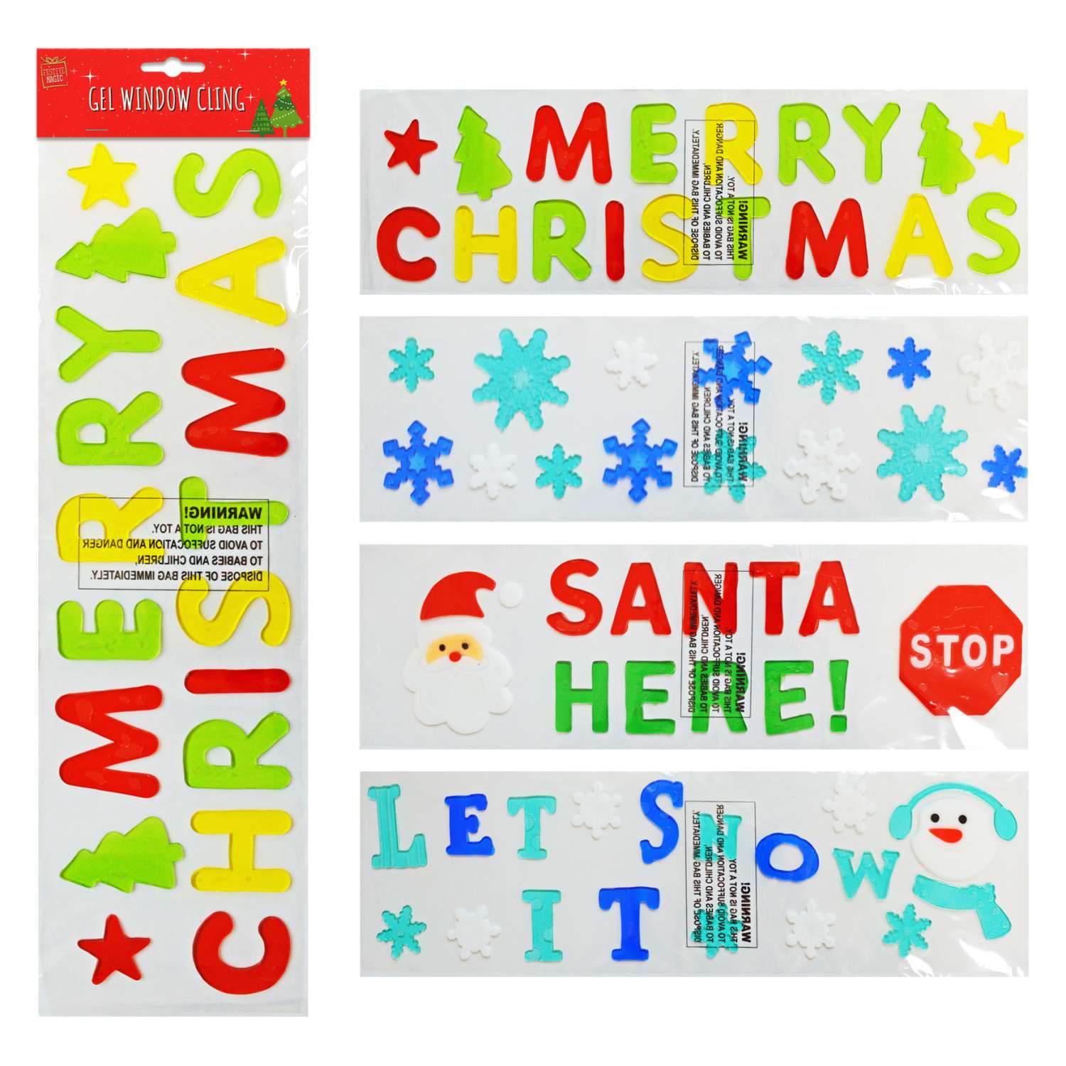 Wholesale Christmas Gel Window Cling 48cm Homeware Essentials