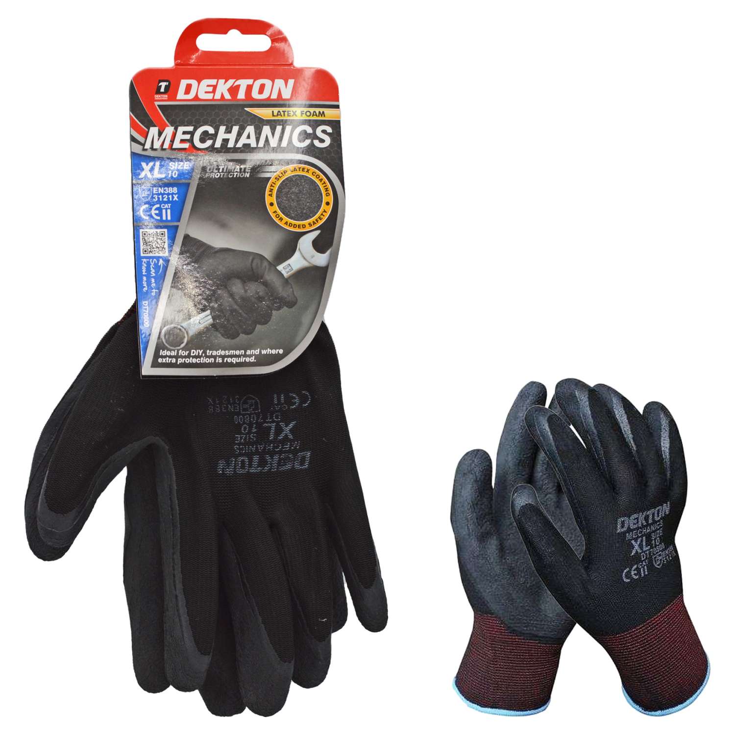 Dekton High-Grip Nitrile Coated Work Gloves - Red - Choose Size & Pack Quantity