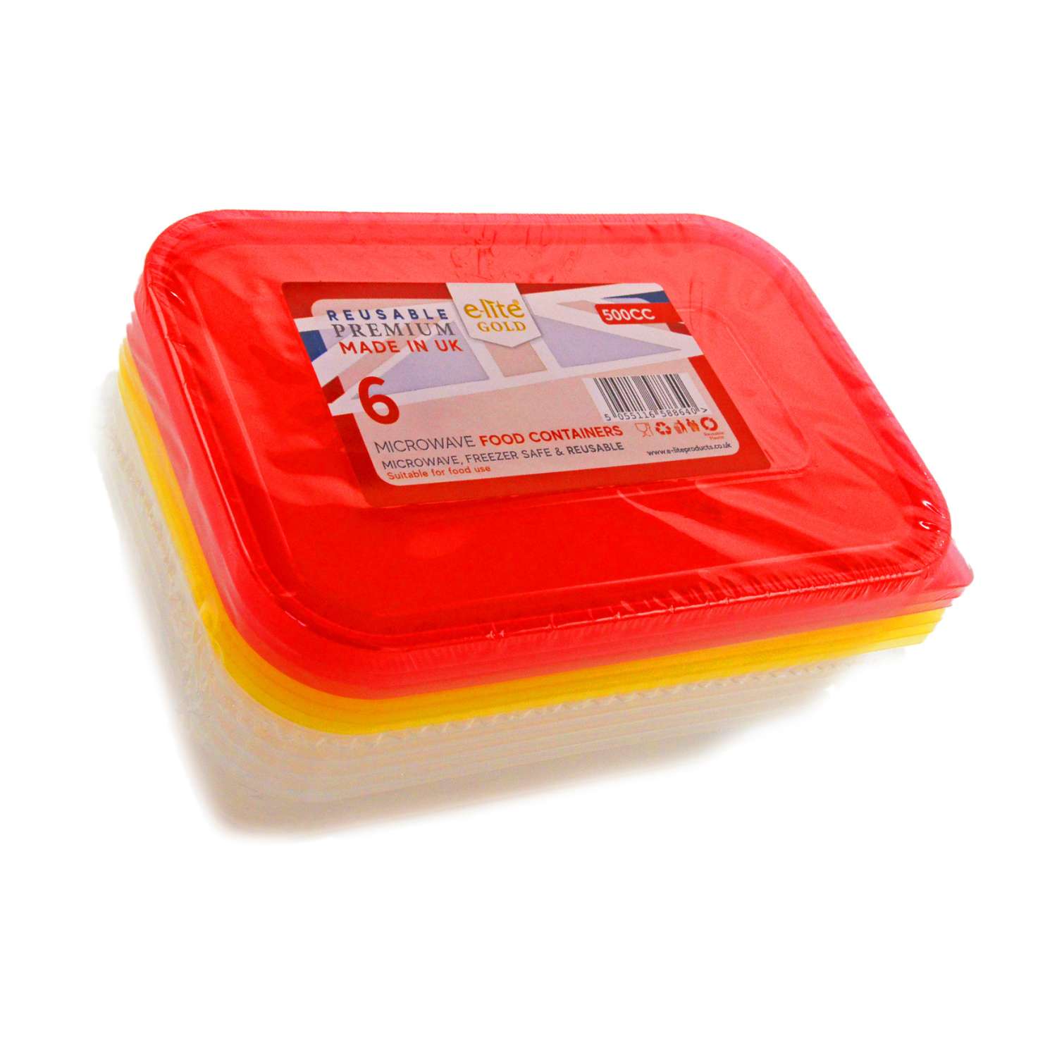 Wholesale E-Lite Gold Microwave Food Containers 500ml 6 Pack 