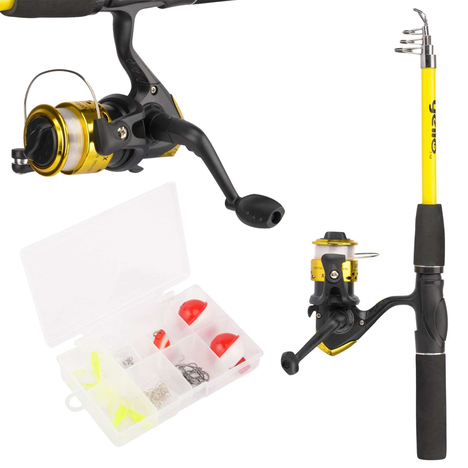 Wholesale Yello Junior Telescopic Fishing Rod Set - Homeware